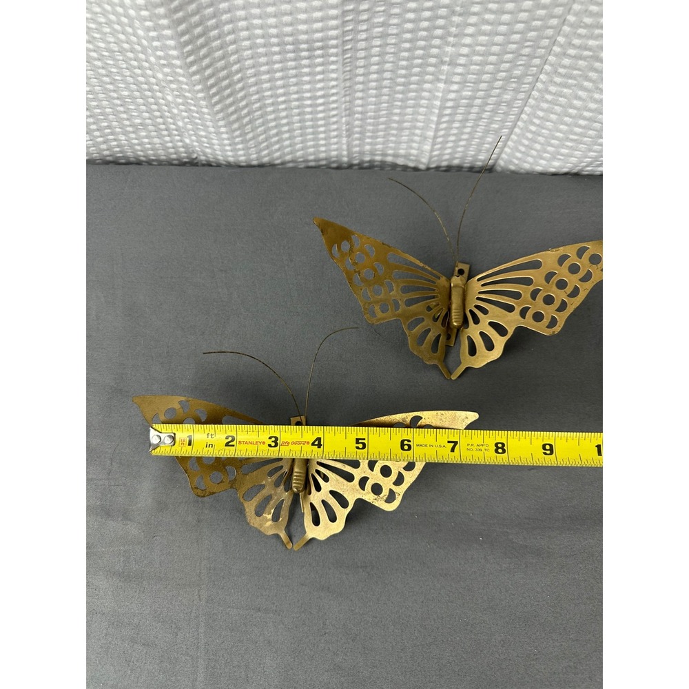 Vintage MCM Brass Butterfly Wall Decor – Set of 2 - Picture 2 of 6